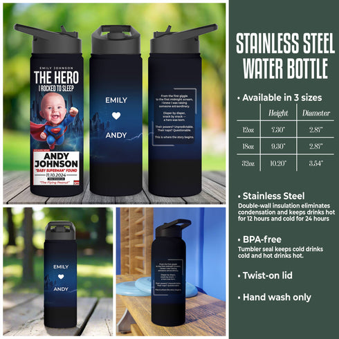Personalized Baby Superman Tumbler – Custom Superhero Cup for Mom | "The Hero I Rocked To Sleep"
